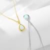 S925 Sterling Silver Geometric Pear Shape Opal Pendant Necklace Gold Plated Water Drop Pendant Clavicle Chain Necklace
