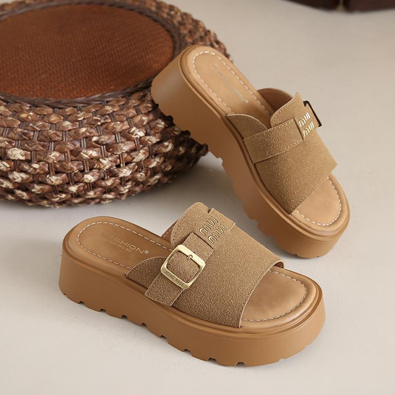 Fashion CRLAYDK Slide Sandals for Women with Soft Footbed Buckle Ladies Fashion Platform Open Toe Walking Casual Outdoor Slippers