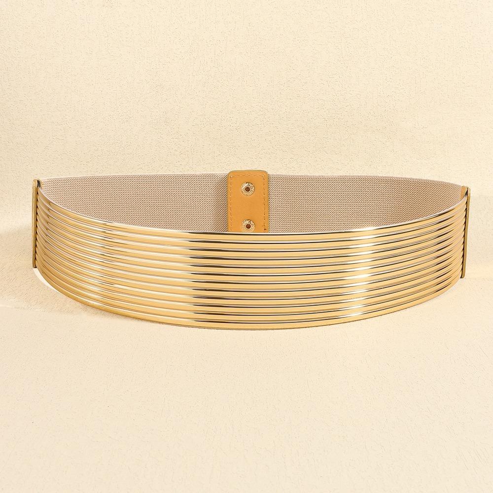 Gold Tight Waistband Wide Buttoning Belt High Quality Waist Belt  for Women