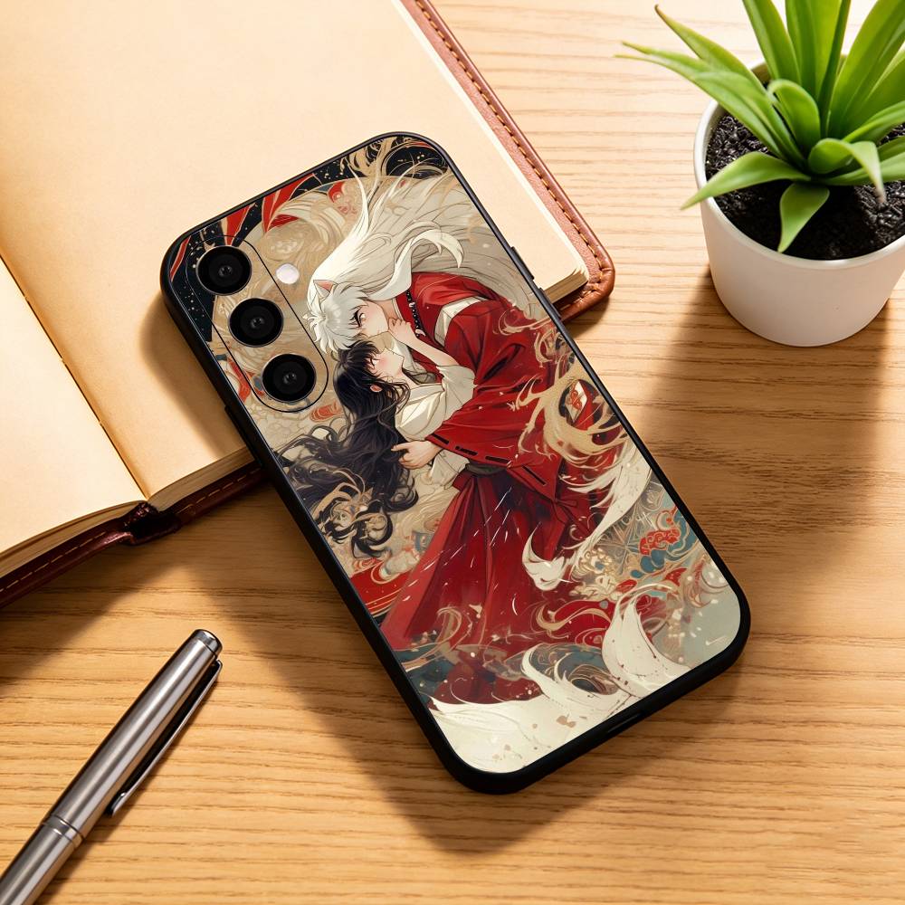 Inuyasha Silhouette Red Katana Anime Phone Case Black Silicone Soft For Samsung Galaxy A73,A72,A71,A70,A53,A52,A51