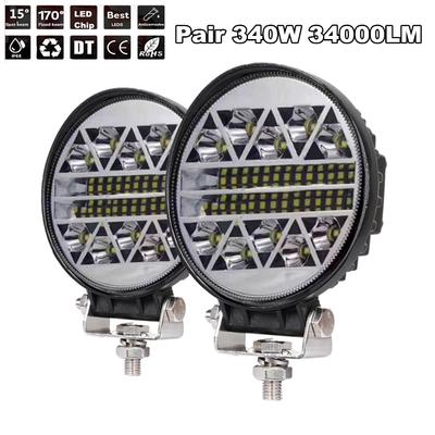 2 Peças 340W 6500K 34000LM Barra de Luz de Trabalho LED Feixe Inundação Spot Offroad 4WD SUV Condução Farol de Nevoeiro