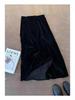 High-Quality French A-Line Black Velvet Skirt, Spring/Autumn 2026, Mid-Length, Plus Size, Flaw-Hiding Design