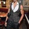 INCERUN Men Lapel Sleeveless Fake Two-piece Belt Waist Vest Waistcoats