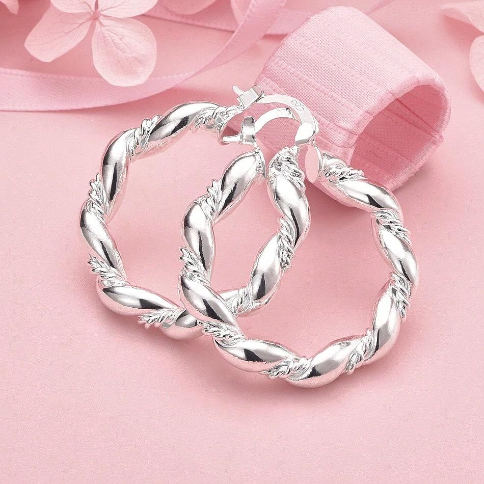 Silver Plated 41mm Smooth Circle Big Hoop Earrings For Women Fashion Party Wedding Accessories Jewelry Christmas Gifts