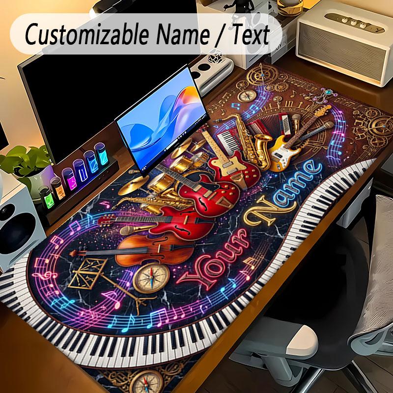 Music Theme Personalized Mouse Pad Custom Name Text Non Slip Desk Pad For Laptop Office Desktop