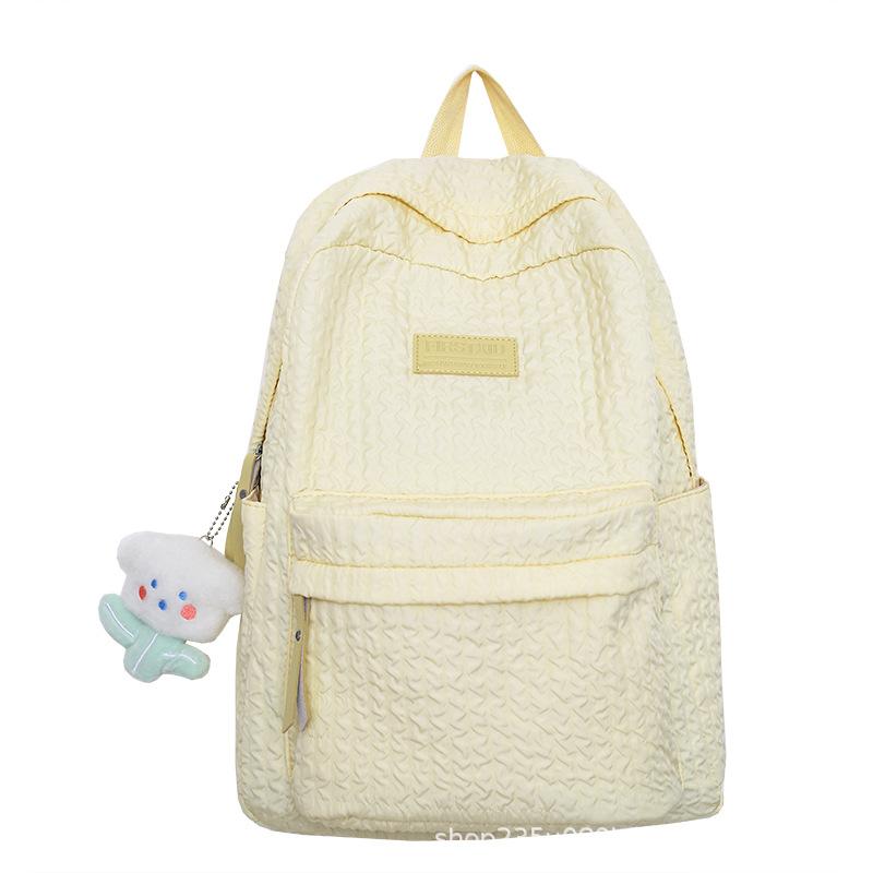 Schoolbag Korean Version of Junior High School Schoolbag Women's Solid Color Versatile Large-capacity Backpack Girl Small Fresh Travel Lightweight