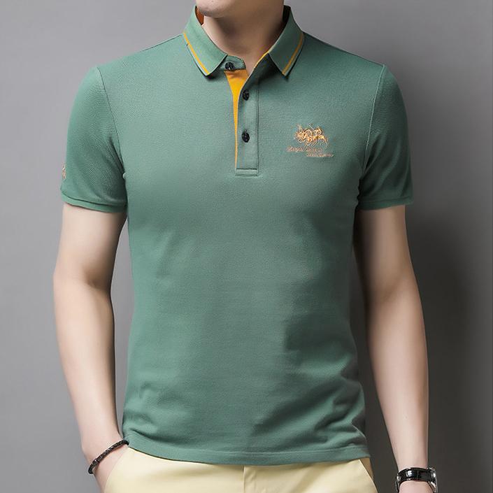 Summer Korean  Embroidered Polo Shirt Men's Luxury Top Casual Lapel Short Sleeve T-shirt Fashion Anti-wrinkle Men T Shirt