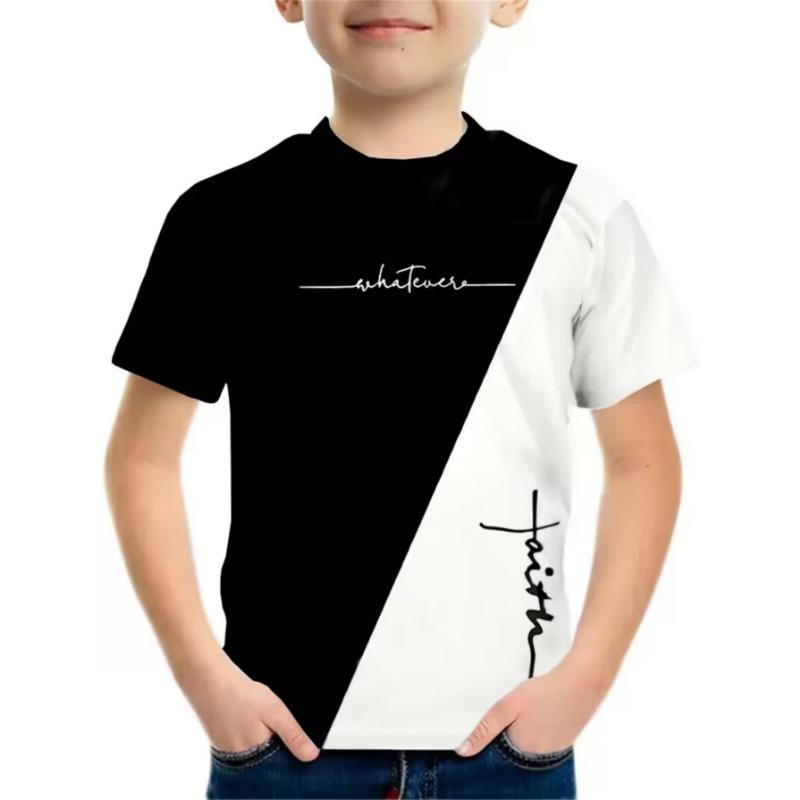 New Boys' Short Sleeve Round Neck T-Shirt