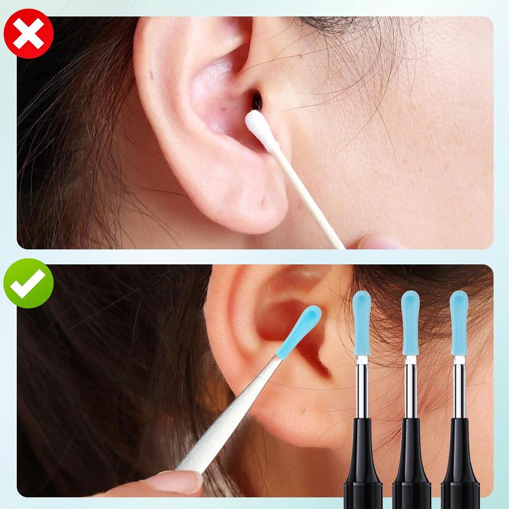 NICENEEDED 150 Pcs Ear Cleaner Replacement Tips, Silicone Ear Spoon Replacement Tip Covers, Otoscope Earwax Cleaning Replacement Accessory Pick Ear