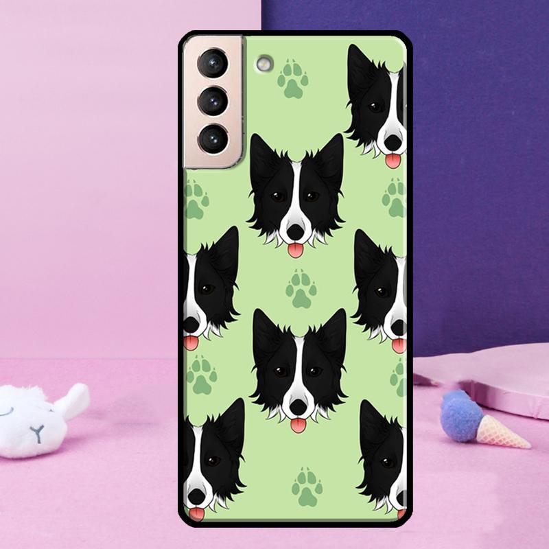 Cartoon Border Collie Phone Case For Samsung Galaxy S25 Ultra S24 Ultra S9 S10 S20 S21 S22 Plus S23 S24 FE Cover
