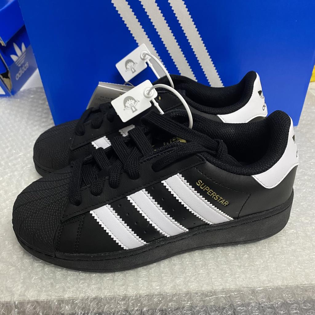 Adidas Originals Superstar Xlg Leather Comfortable Durable Breathable Low Top Kids Sneakers Kids Sneakers Black White IG0278