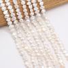 1String, 7-8mm White Natural Freshwater Pearls, Handmade Oblate Pearl Beads for Jewelry Making DIY Necklace Bracelet Accessories 36cm