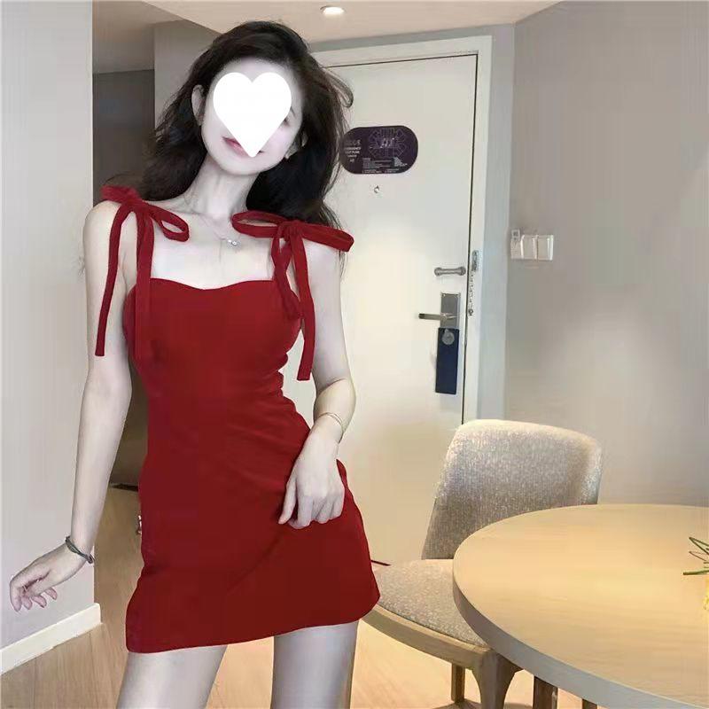 Suspender Dress Women's Waist Muse Red Short Skirt Early Autumn New Skirt Skinny A-shaped Skirt