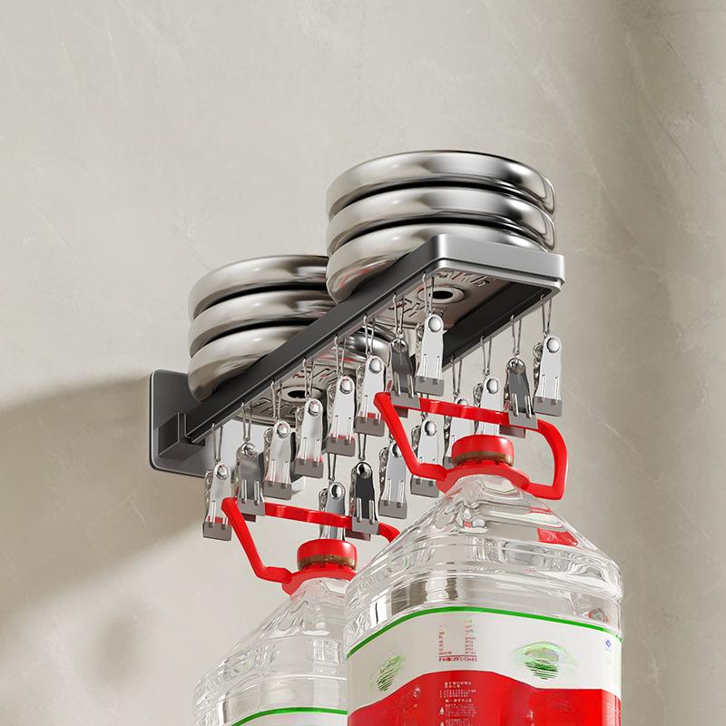 Skládací sušák na oblečení s více klipy, bez děrování, nástěnný věšák na kalhoty, koupelna, balkon, sušák na spodní prádlo, klip na ponožky