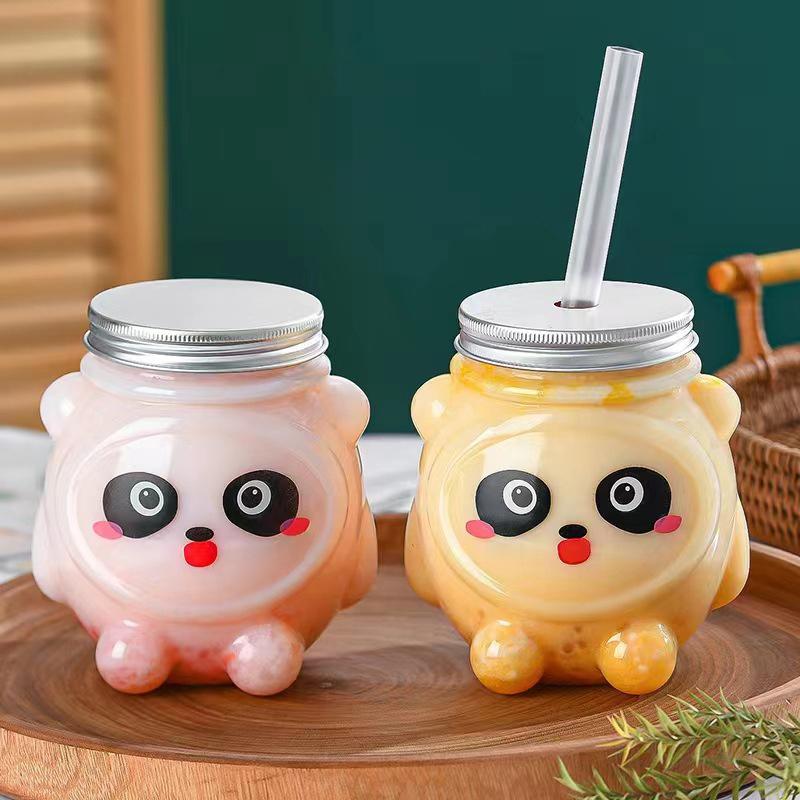 500Ml Kawaii Bear Milk Water Bottle Tea Coffee Juice, Portable Water Cup, Home Transparent Disposable Juice Drink Bottle
