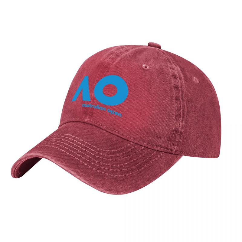 Gorra de Béisbol de Algodón Lavado con Logo Ao del Abierto de Australia Unisex Ajustable Estilo Deportivo Clásico Material de Lona Duradera