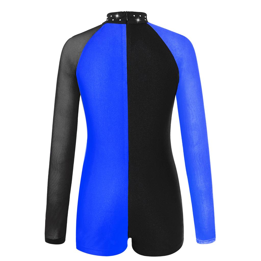 Baletní trikot pro děti Dívky Síťovina s dlouhým rukávem Kontrastní barva Taneční trikot Unitard Gymanstics kombinéza Dancewear