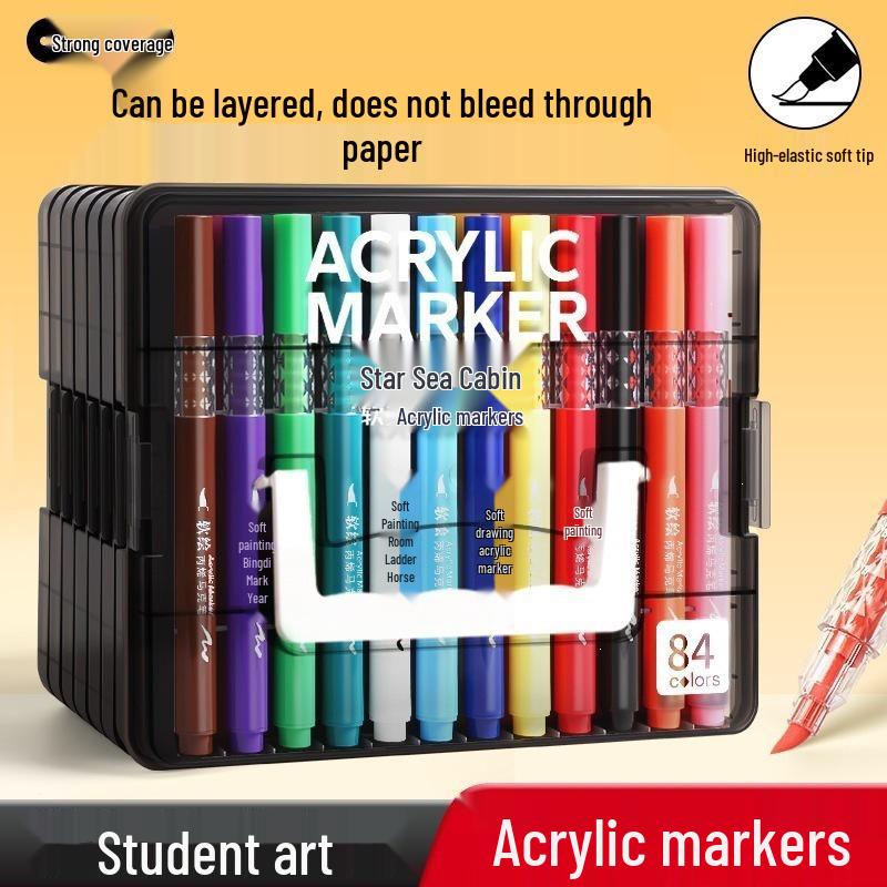 Diamond Acrylic Marker Pen Set for Glass Painting - Non-toxic, Soft Tip, Color Layering Stationery.