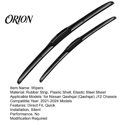 Replacement Wiper Blades for Nissan Qashqai 2Pcs Set J12 2021-2024, 17/26 Smooth Wipe Car Windshield Inch Front Wipers, Beamless Quiet Direct Fit Full