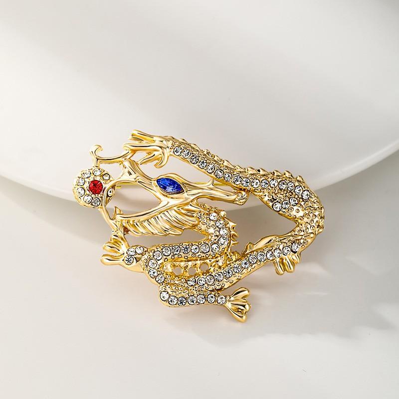 Retro Oil Drip Cartoon Dragon Shape Brooch Zodiac Personality Suit Coat Accessories Pin Jewelry