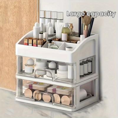 Organizator de machiaj Cutie de depozitare din plastic Vitrine elegantă Blat Cosmetice Sertar Raft Bijuterii Finisaj de birou Comodă