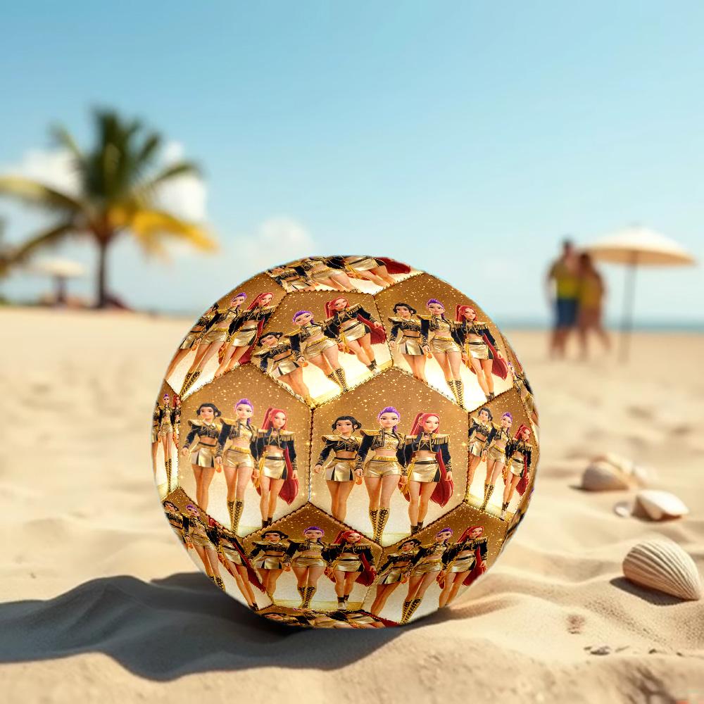 KPop Demon Hunters Druck Größe 5 Fußball, Standard-Matchfußball für Sportspiele und Teamtraining, Ideales Geschenk für Fußballfans