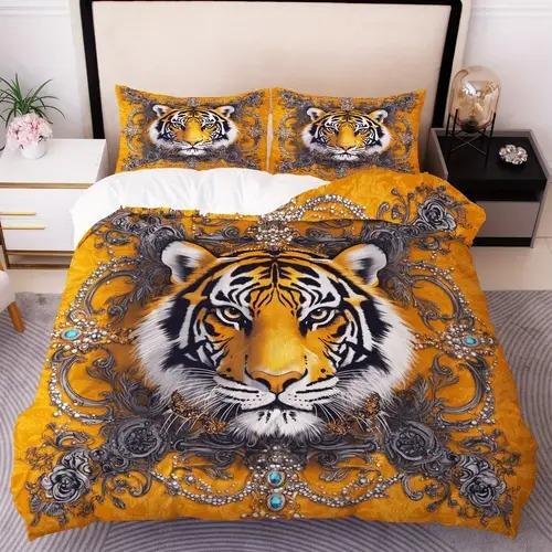 Carton Tiger Soft Duvet Cover Carton Tiger Background Theme Soft Duvet Cover Suitable for Children Kids Plus Adult Peoples Soft Plus Breathable