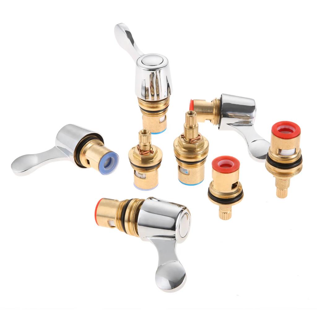 2 Sets Replacement Tap Handle Valve Core 43mm/53mm Manual Switch Faucet Cartridge Disc w/screw Brass Bathroom Faucet Accessory