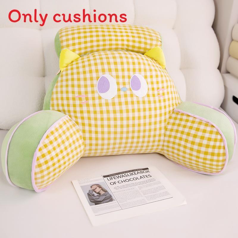 

Cushion Bedhead Dopamine Grid Cat Cute Expression Design Pillow Backrest Tatami 65x40x20cm жёлтый