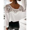 Camicia in Pizzo a Maniche Lunghe da Donna Primavera e Autunno Tinta Unita Top da Lavoro Girocollo Camicetta Piccola