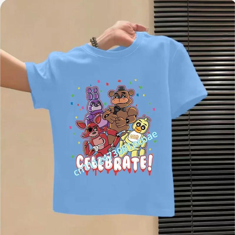 Graphic T-shirt Children Casual Sports Tops Short Sleeves Kids Clothing New Five Nights At Freddys Kids T-shirts FNAF Cartoon