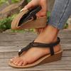 Fashion Clip Toe Wedge Sandals for Women Summer Comfort Non Slip Beach Shoes Woman Plus Size Fashion Breided Roman Sandalias Mujer 2025