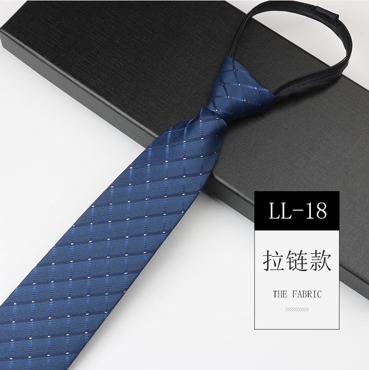 Tie Men'S, Business Zipper Work Security Shirt Striped Red Blue 8Cm Knot Free Easy To Pull