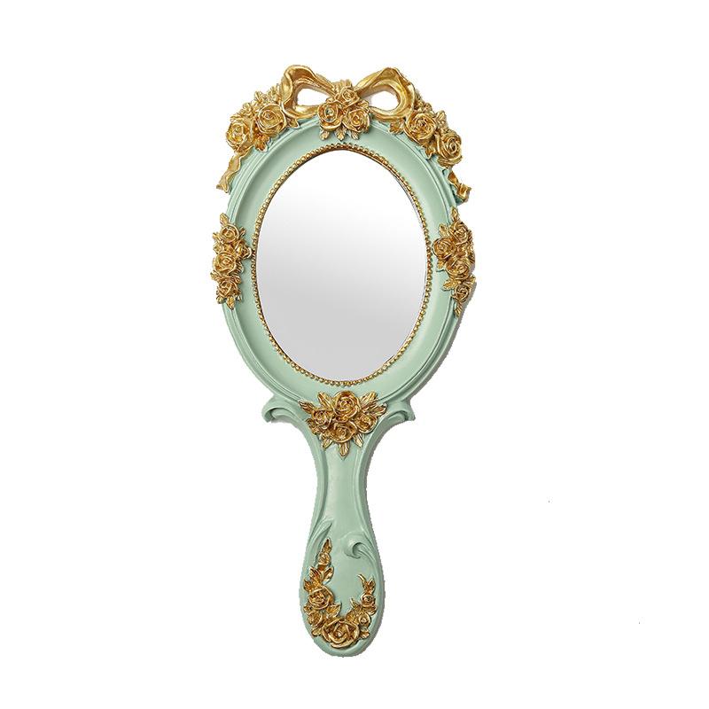 Vintage Baroque Wall-Mounted Mirror for Bedroom Artistic Elegant Home Decoration Environmentally Gold Large Stand Desktop Mirror