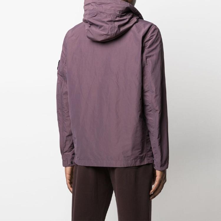 Stone Island Patch Zip Hooded Jacket Men Jackets Purple 741541122-V0011