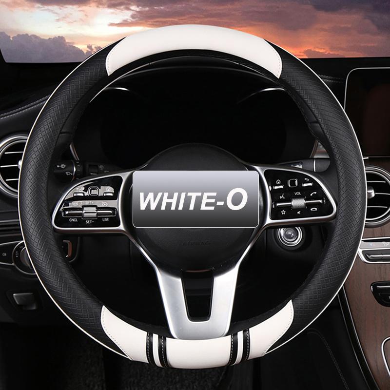 Karcle 38CM Embossed Leather Car Steering Wheel Cover Universal Anti-Slip Car Steering Wheel Protective Fit Most Cars Suvs
