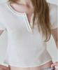 LETTERA Henley Neck Short Sleeve Knit