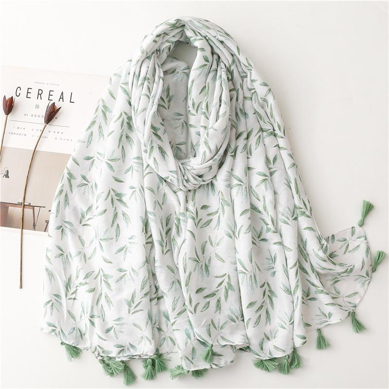 New Women Fashion Luxury Aztec Floral Tassel Viscose Scarf Lady Print Soft Shawls and Wraps Pashmina Muslim Hijab Snood 180*90Cm