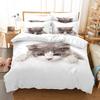 Bedding Set Pet Cat Print Quilt Cover and Pillowcase Single Double Bed Full Size Bedroom Bedding Polyester with Zipper Comfortable Quilt Cover