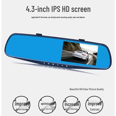 Dual Camera Rearview Mirror Dash Cam with Reversing Image and DVR for Front and Rear Recording