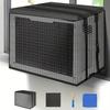 1pc Outside AC Unit Black Leaves Clogging Outdoor with Waterproof Top Breathable Air Conditioner Cover Removable Mesh Covers