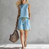 New Style Women's Solid Color Vest and Casual Shorts - Fashionable and Trendy