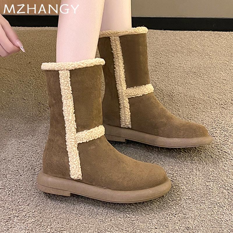 Меховые балетки женские ботильоны замшевые модные зимние удобные туфли женские 2025 тренд — фото 5