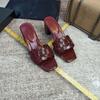 Fashion Woven circle slippers Women's high heels square patent leather flip-flops Thick designer alligator leather sandals