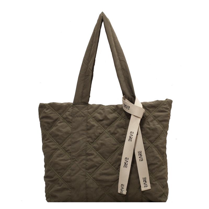 Women's Quilted Tote: Casual Down Single Shoulder Bag, Large Capacity for Autumn/Winter