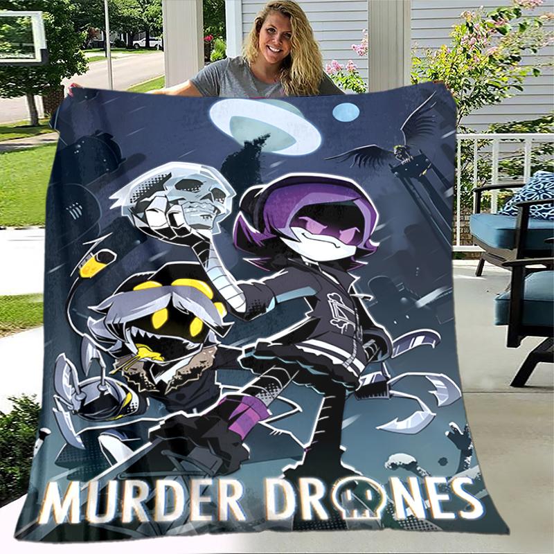 1pc Blanket Murder Drones Print Design, Lightweight Blanket for Sofa, Bed- Soft &Warm, Gift for All Seasons Like Christmas, Halloween