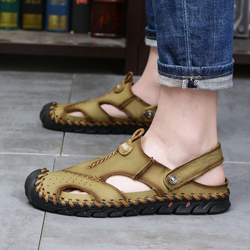 38-48 Summer Men's Large Size Leather Beach Sandals