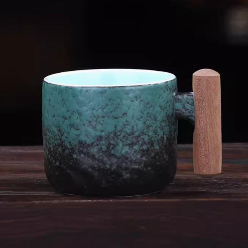 Creative Handmade Exquisite Coffee Cups, Vintage Wooden Handle Coffee Cups, Mugs, Beverage Cups, Kitchen Dining and Bar