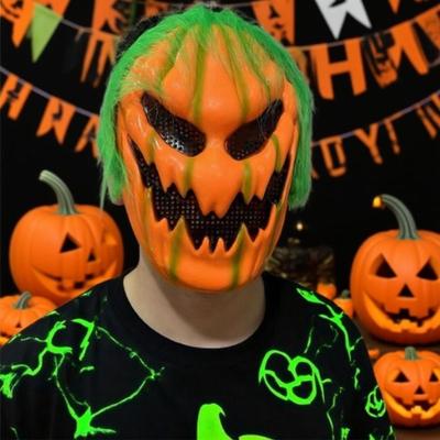 Realistisk Halloweenpummask Kreativitet Orange Pumpa Helansiktsmask Andningsbar Rolig Halloween Cosplaymask