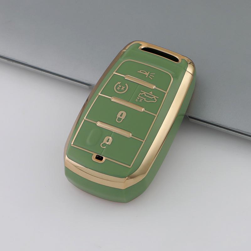 Pouzdro na klíč Jeep & Dodge se zlatým okrajem pro Compass, Cherokee, Renegade, Grand Cherokee